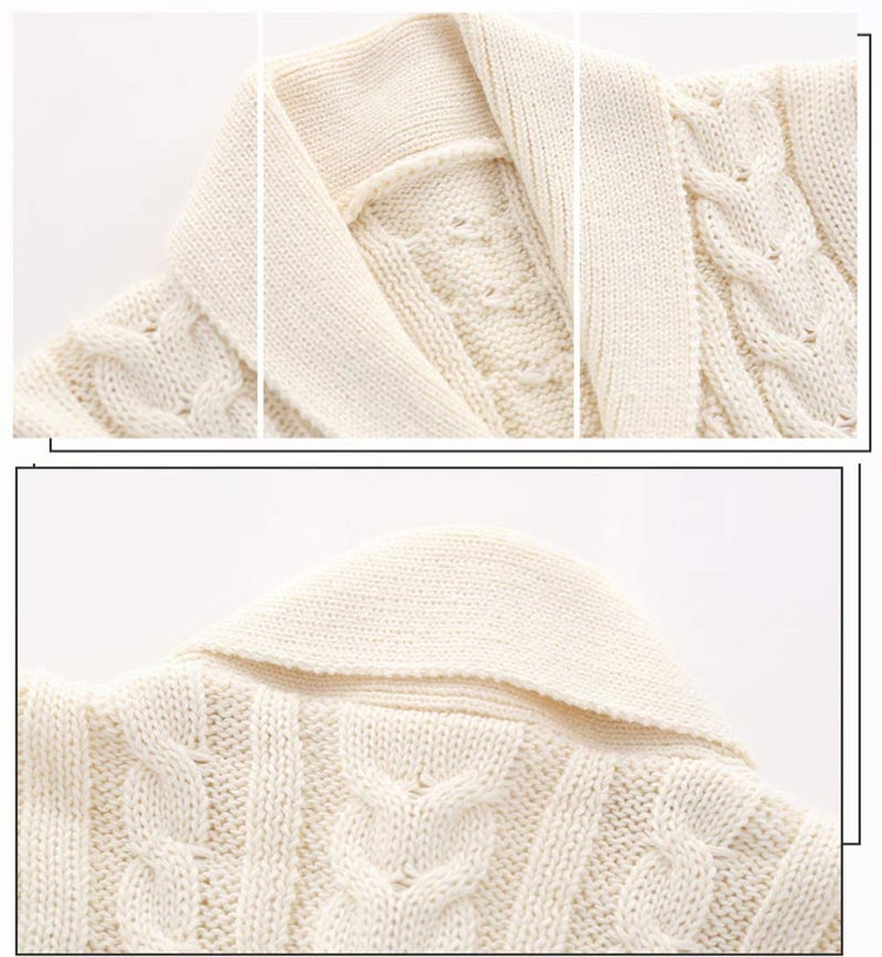 Feidoog Infant Baby Boys Cardigan Crochet Sweater V-Neckï¼ŒToddler Knit Button up Knitted Pattern Pullover Sweatshirt,Beige,18-24 - Image 2